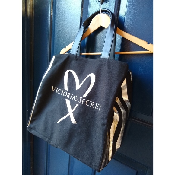 Victoria's Secret Handbags - Victoria's Secret | large black & gold tote